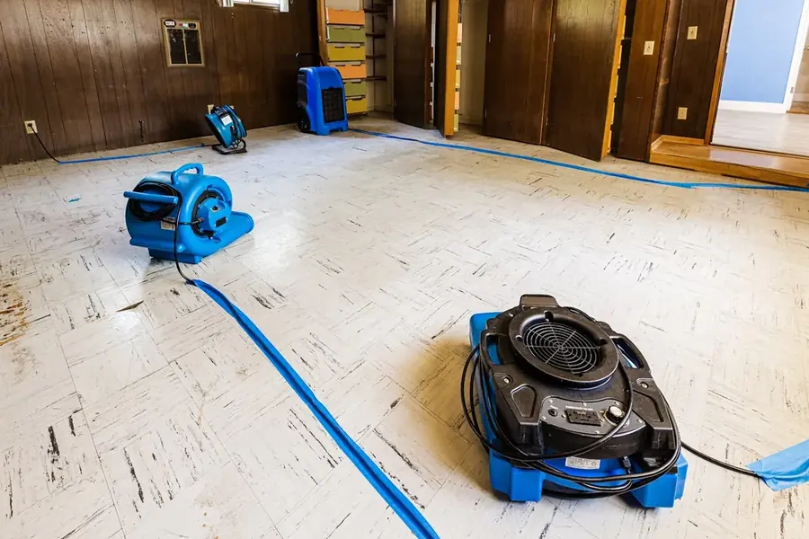 Structural drying underway in a home in a San Marino, CA home
